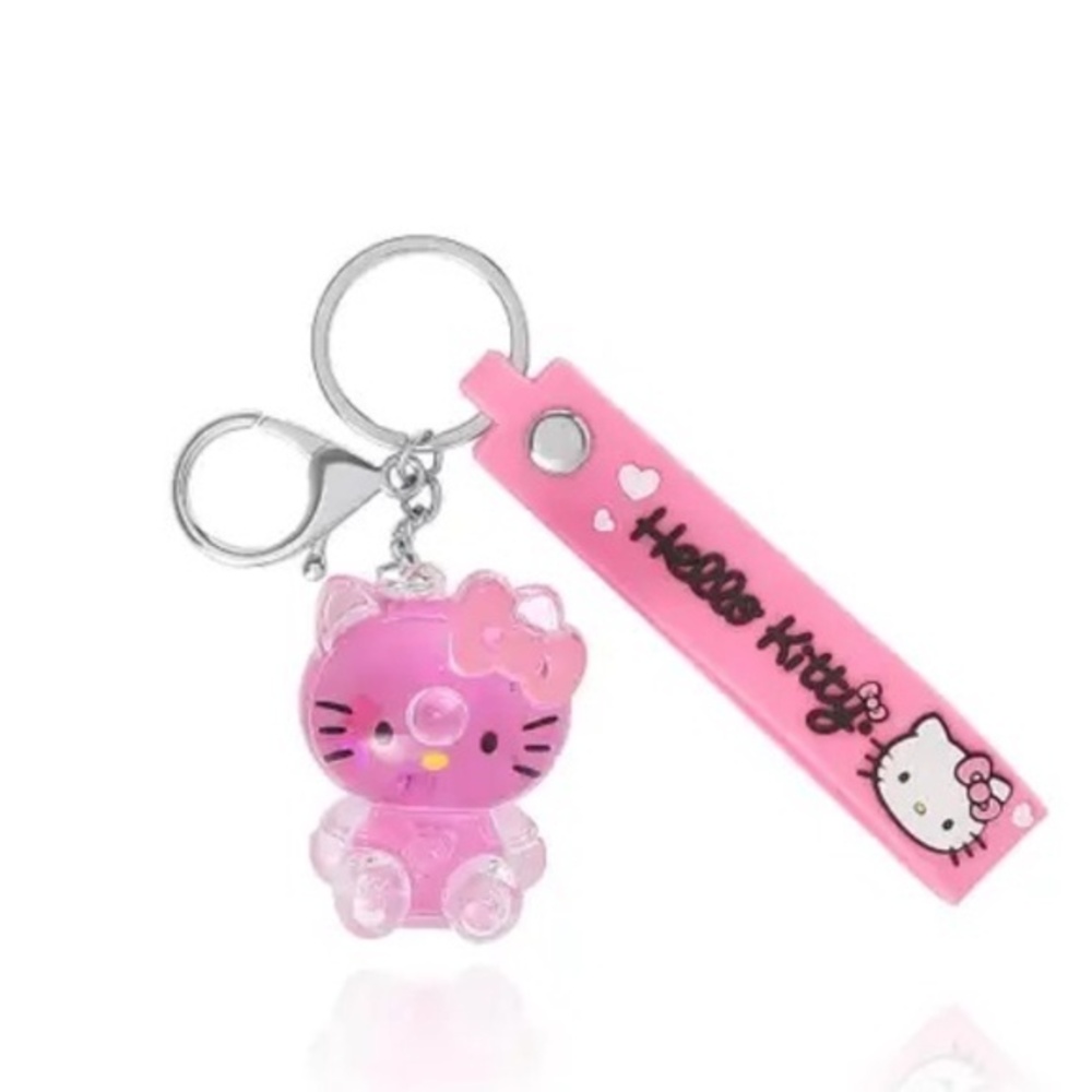 Iconic Hello Kitty Liquid Keychain with Wrist Strap::Purse Decor Charm::NWT::